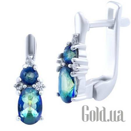Серьги Серебряные серьги с топазами и куб. циркониями