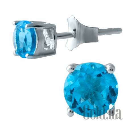 Серьги-гвоздики Серебряные серьги с синт. аквамаринами