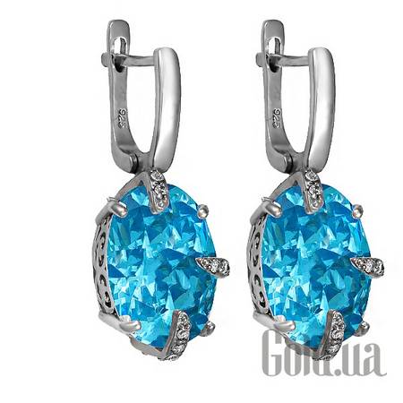 Серьги с подвесками Серебряные серьги с куб. циркониями