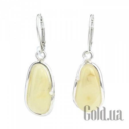 Серьги с подвесками Серебряные серьги с янтарем