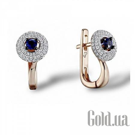 Серьги Золотые серьги с бриллиантами и сапфирами
