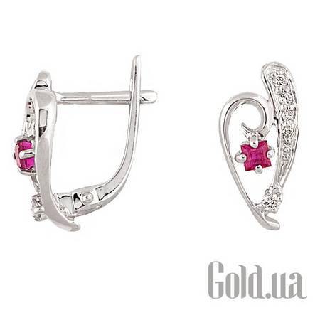 Серьги Золотые серьги с бриллиантами и рубинами