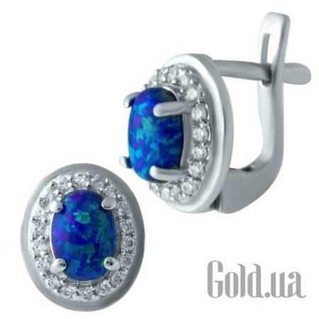Серьги Серебряные серьги с опалами и куб. циркониями