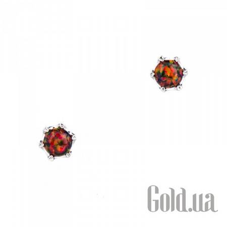 Серьги-гвоздики Серебряные серьги с синт. опалами