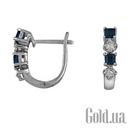 Серьги Золотые серьги с бриллиантами и сапфирами