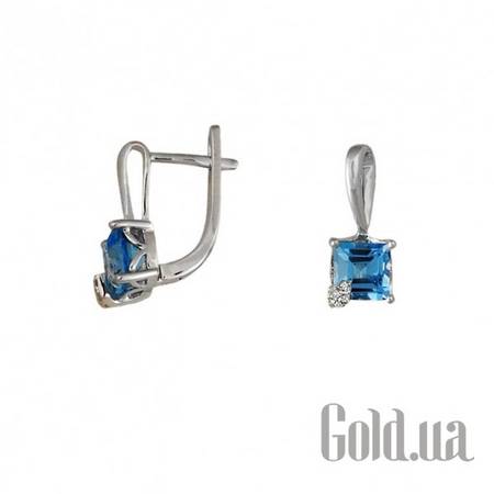 Серьги Золотые серьги с бриллиантами и топазами