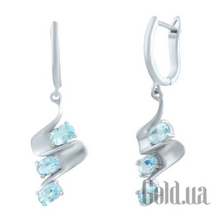 Серьги с подвесками Серебряные серьги с топазами