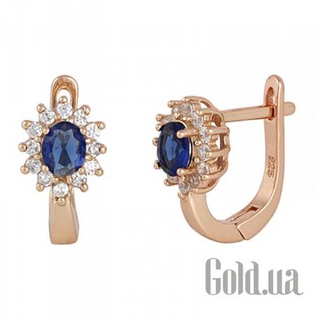 Серьги Серебряные серьги с куб. циркониями в позолоте