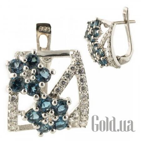 Серьги Серебряные серьги с топазами и куб.циркониями