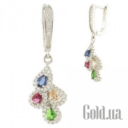 Серьги с подвесками Серебряные серьги с куб. циркониями