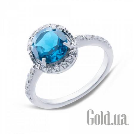 Женские кольца Женское серебряное кольцо с топазом и куб. циркониями, 16.5