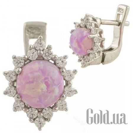 Серьги Серебряные серьги с куб. циркониями и опалами