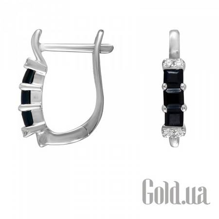 Серьги Золотые серьги с бриллиантами и сапфирами