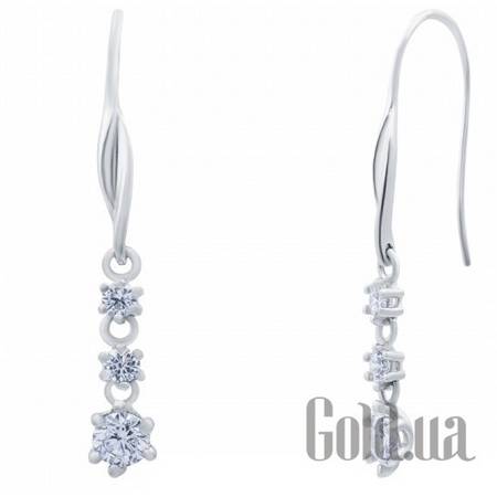 Серьги с подвесками Серебряные серьги с куб. циркониями