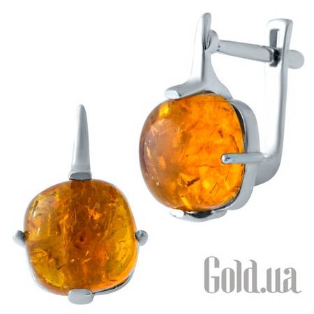 Серьги Серебряные серьги с янтарем