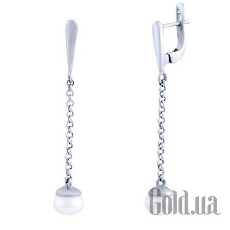 Серьги с подвесками Серебряные серьги с пресн. жемчугом
