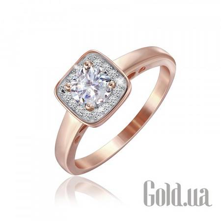 Кольцо Серебряное кольцо с куб. циркониями в позолоте, 17.5