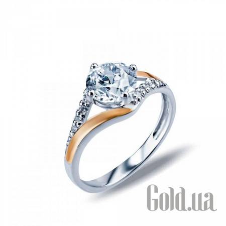 Кольцо Серебряное кольцо с куб. циркониями и вставками из золота, 17.5