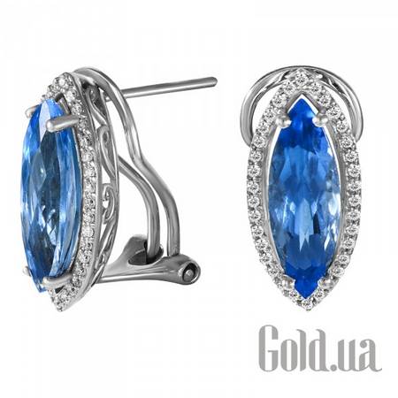 Серьги Золотые серьги с бриллиантами и топазами