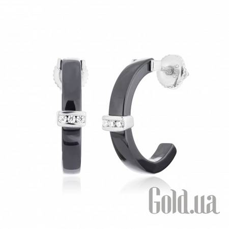 Серьги-гвоздики Серебряные серьги с керамикой и куб. циркониями