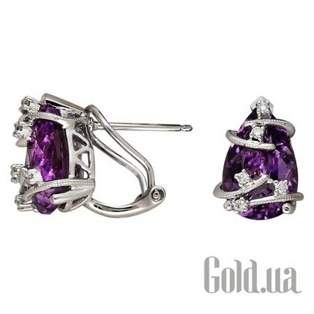 Серьги Золотые серьги с бриллиантами и аметистами