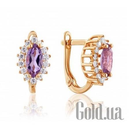 Серьги Золотые серьги с аметистами и куб. циркониями