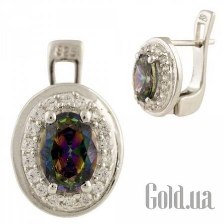 Серьги Серебряные серьги с топазами и куб. циркониями