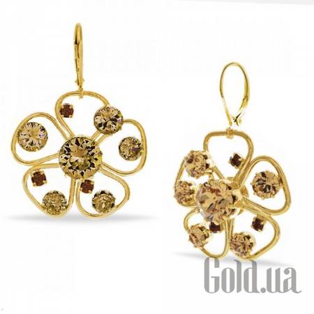 Серьги с подвесками Серьги с кристаллами Swarovski в позолоте