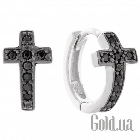 Серьги-кольца Серебряные серьги с куб. циркониями