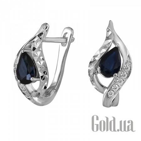 Серьги Золотые серьги с бриллиантами и сапфирами