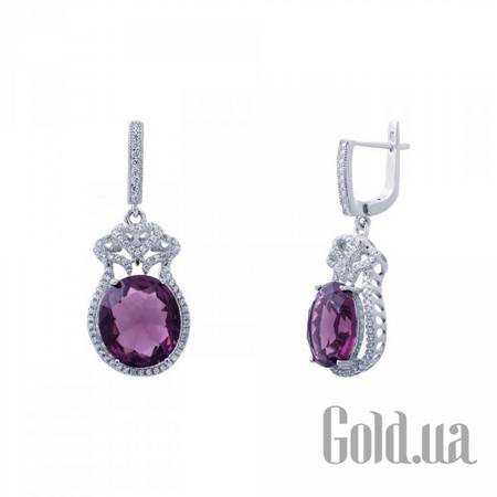 Серьги с подвесками Серебряные серьги с куб. циркониями