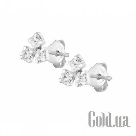 Серьги-гвоздики Серебряные серьги с ювелирным стеклом