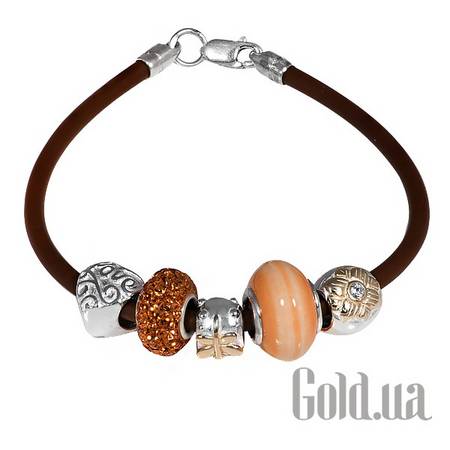 Браслет Каучуковый браслет с серебром и 5 подвесками