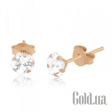 Серьги-гвоздики Серебряные серьги с куб. циркониями в позолоте