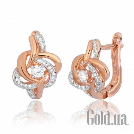 Серьги Серебряные серьги с  куб. циркониями в позолоте