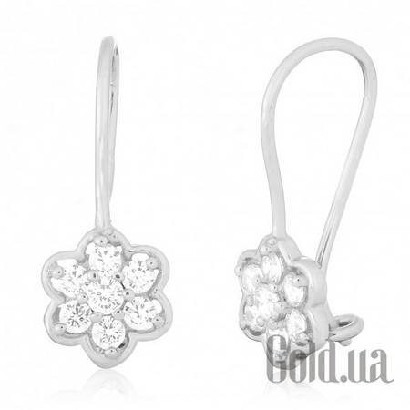 Серьги Серебряные серьги  с куб. циркониями
