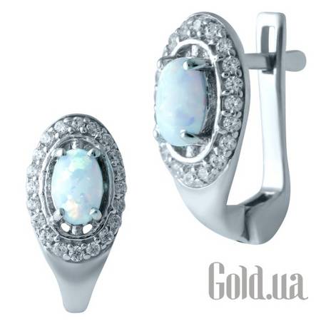 Серьги Серебряные серьги с опалами и куб. циркониями