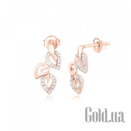 Серьги с подвесками Серебряные серьги с куб. циркониями в позолоте