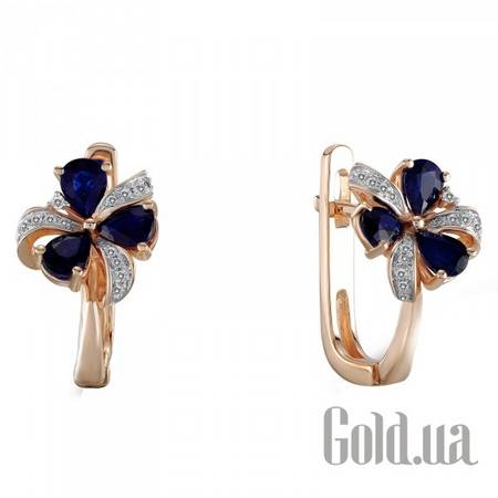 Серьги Золотые серьги с бриллиантами и сапфирами