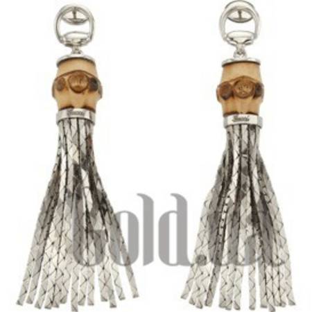 Серьги с подвесками Серебряные серьги с палладием и деревом бамбука