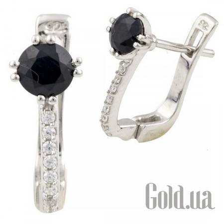 Серьги Серебряные серьги с сапфирами и куб. циркониями