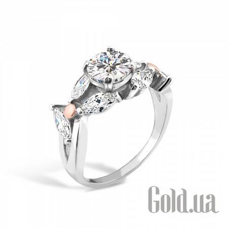 Кольцо Серебряное кольцо с куб. циркониями в позолоте, 17.5