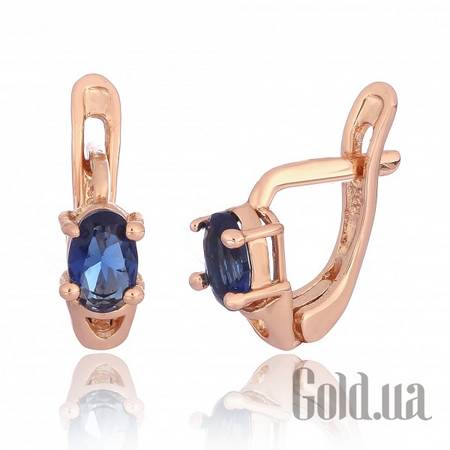 Серьги Серебряные серьги с  куб. циркониями в позолоте