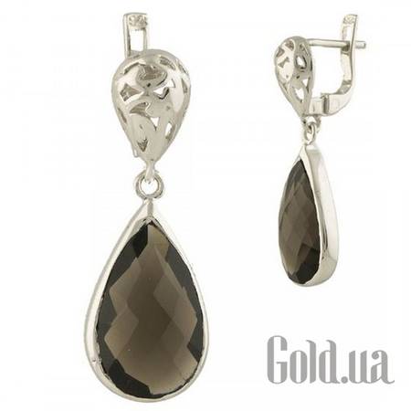 Серьги с подвесками Серебряные серьги с раухтопазами