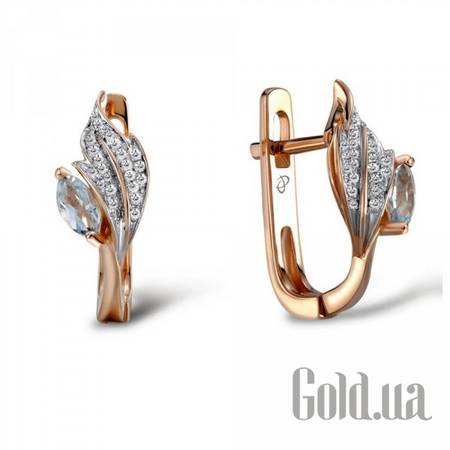Серьги Золотые серьги с бриллиантами и топазами