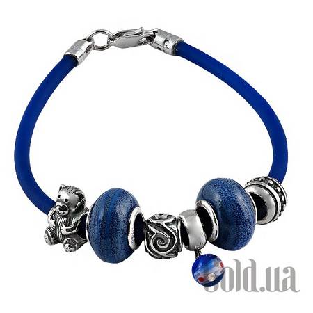 Браслет Каучуковый браслет с серебром и 6 подвесками