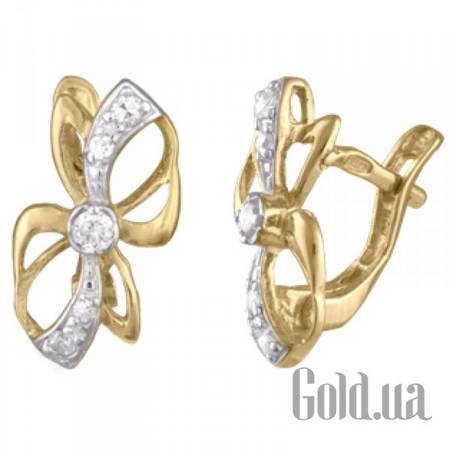 Серьги Серебряные серьги с куб. циркониями в позолоте