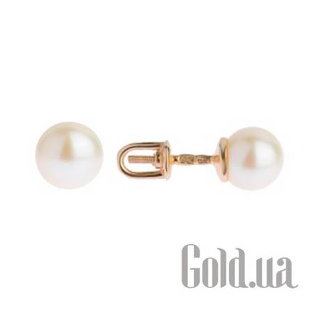 Серьги-гвоздики Золотые серьги с культив. жемчугом