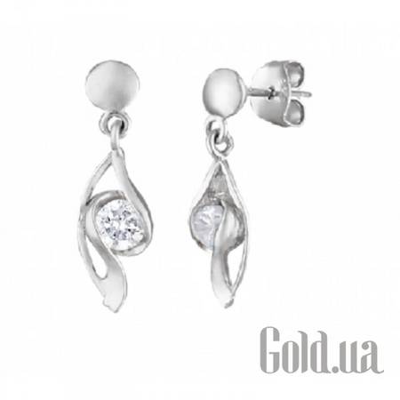 Серьги с подвесками Серебряные серьги с куб. циркониями