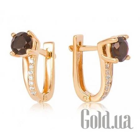 Серьги Золотые серьги с раухтопазами и куб. циркониями